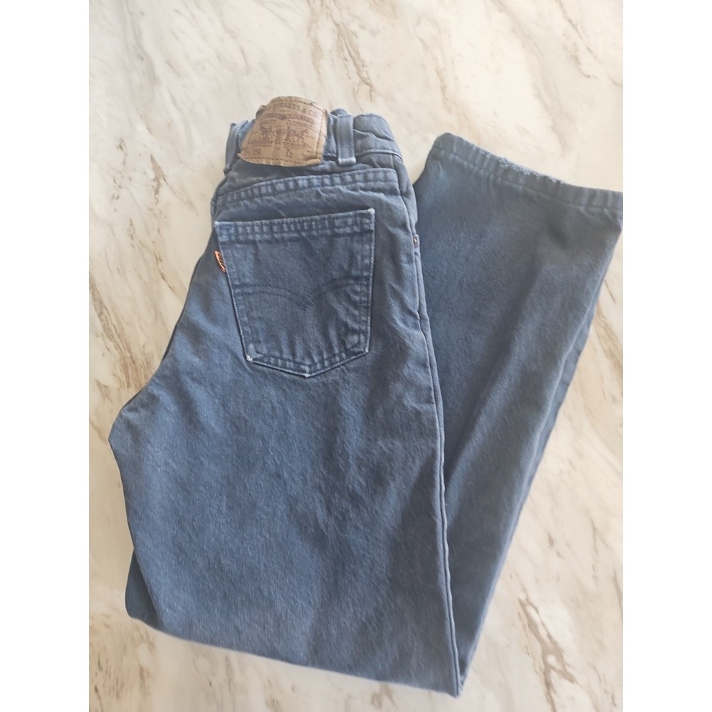 VTG Little Levis Boys Size 12 Slim Blue Denim Orange Tab Loose Fit 90s 560 Jeans